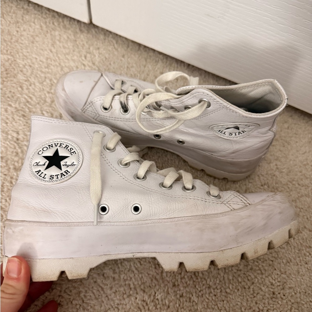 Converse White High-Top Sneakers with Rugged Sole